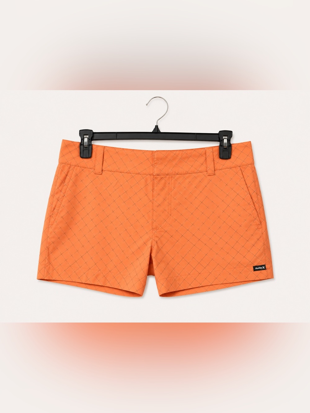 Hurley Y2K Orange Plaid Board Shorts Size 11 Surf Skate Beach Low Rise